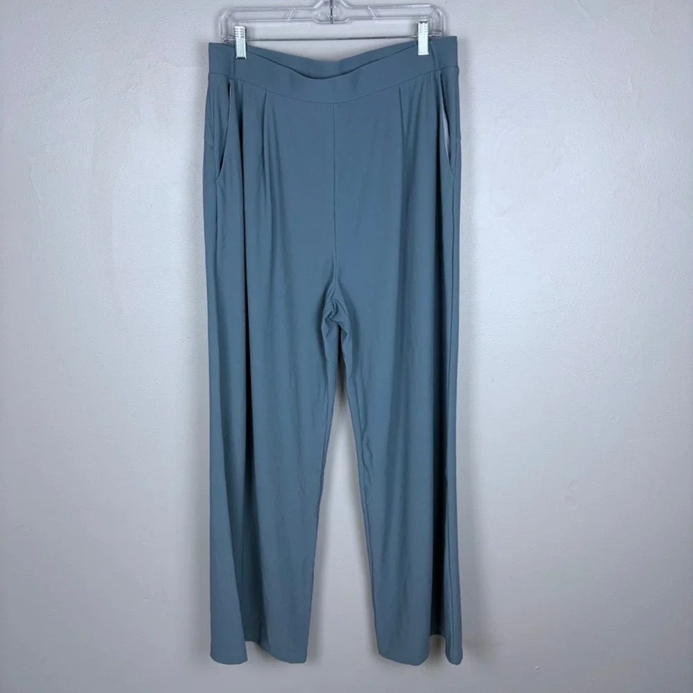 Halara Flex High Waisted Wide Leg Micro Waffle Work Pants Light Blue Size XL